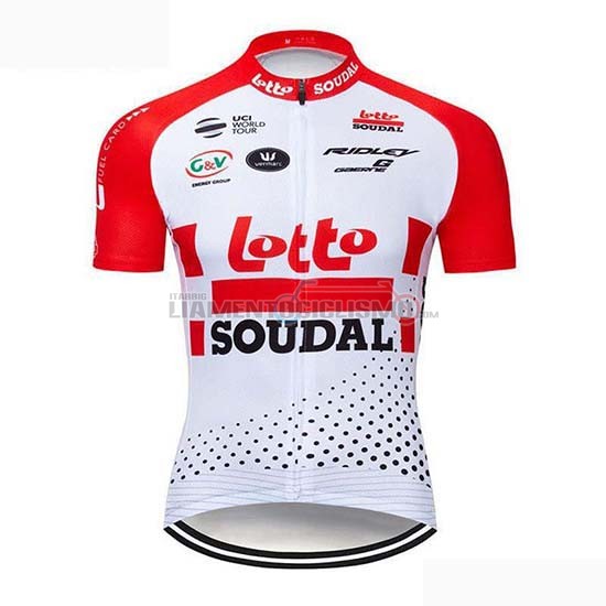 Abbigliamento Ciclismo Lotto Soudal Manica Corta 2019 Rosso Bianco